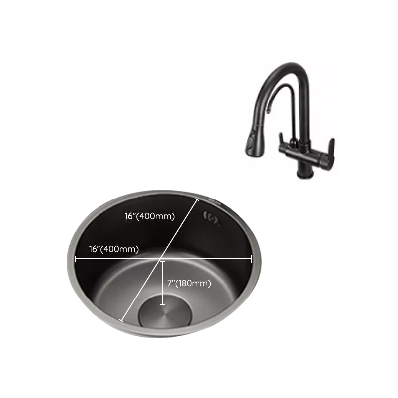 Avtoit | Kitchen Sink Round Single Bowl Color and Scratch Resistant Under-mounted Stainless Steel Kitchen Sink