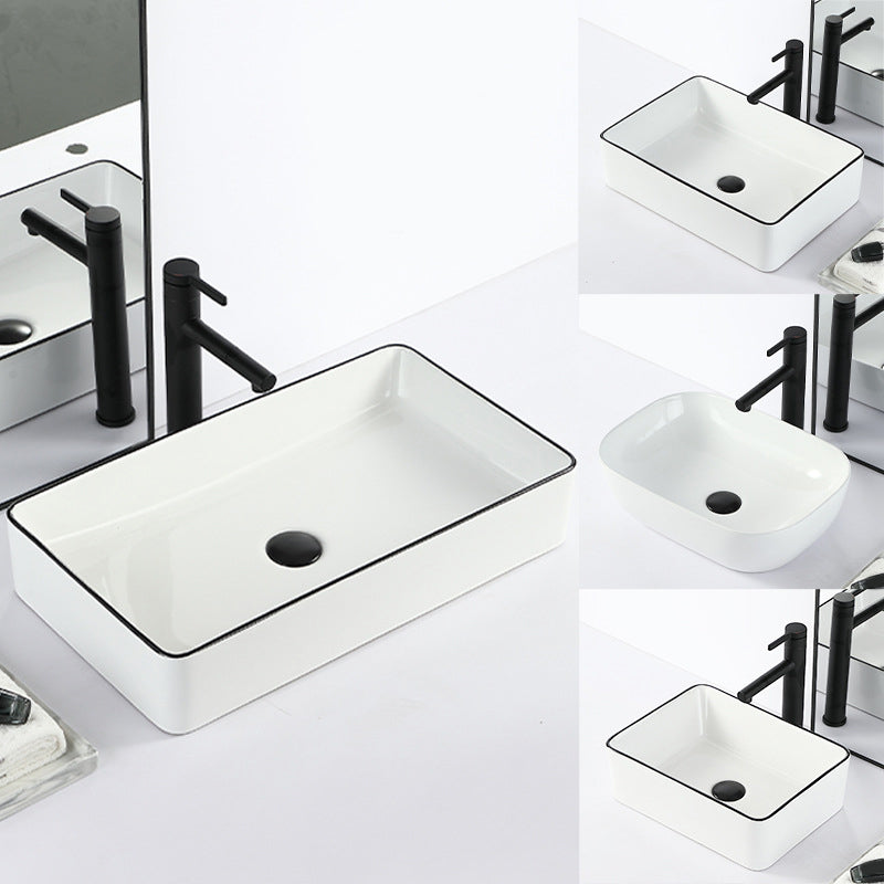 Avtoit | Contemporary sink with pop-up drain porcelain rectangular basin