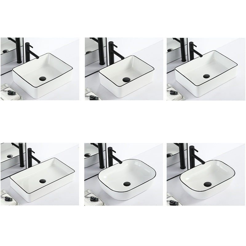 Avtoit | Contemporary sink with pop-up drain porcelain rectangular basin