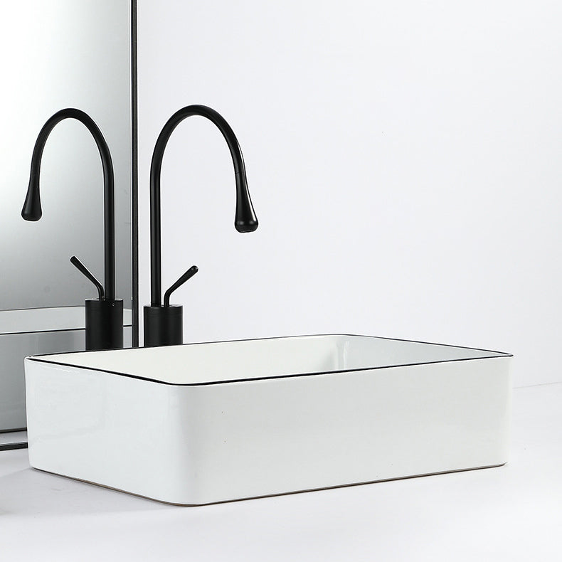 Avtoit | Contemporary sink with pop-up drain porcelain rectangular basin