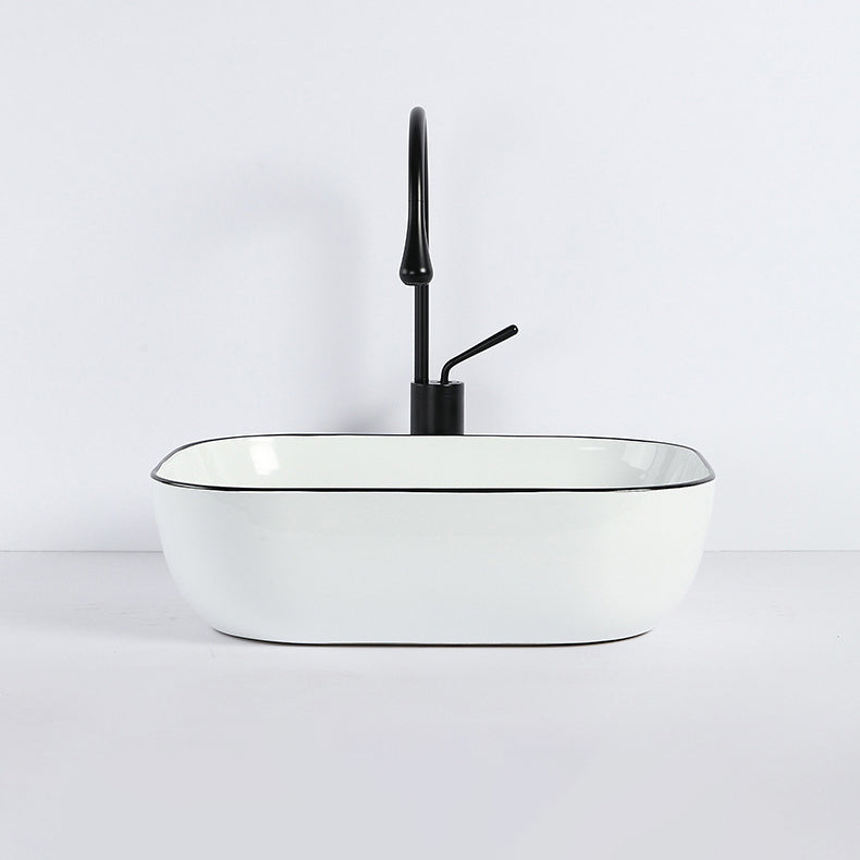 Avtoit | Contemporary sink with pop-up drain porcelain rectangular basin