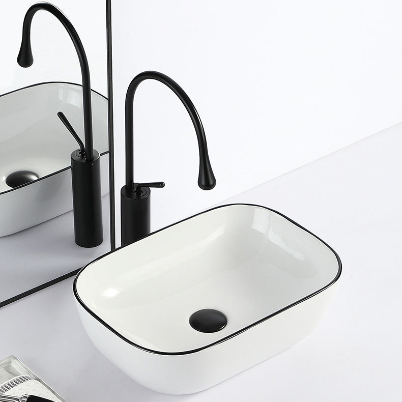 Avtoit | Contemporary sink with pop-up drain porcelain rectangular basin