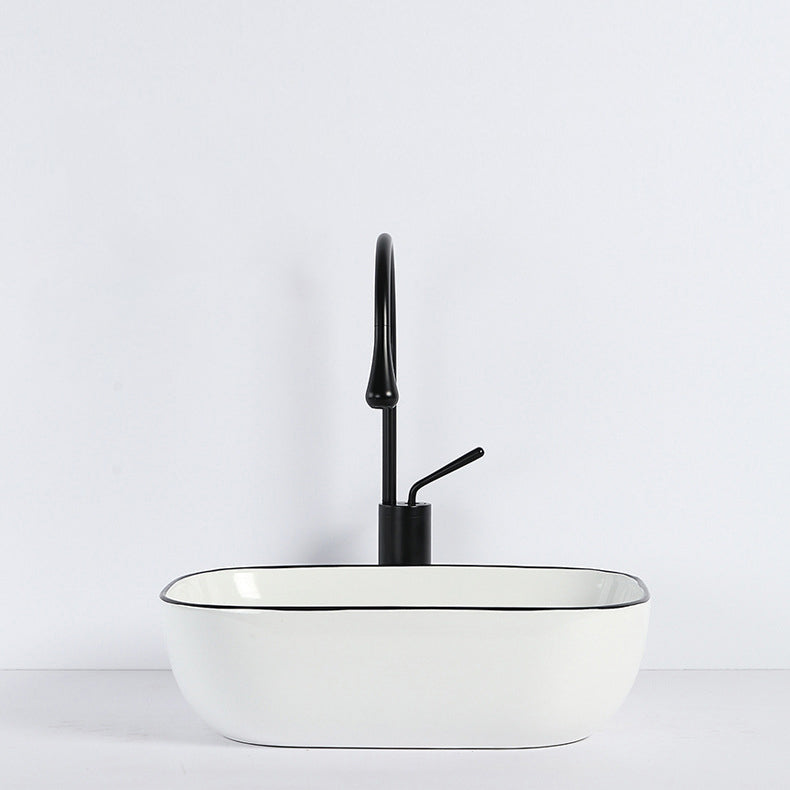 Avtoit | Contemporary sink with pop-up drain porcelain rectangular basin