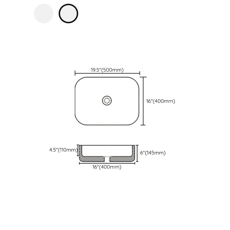 Avtoit | Contemporary sink with pop-up drain porcelain rectangular basin