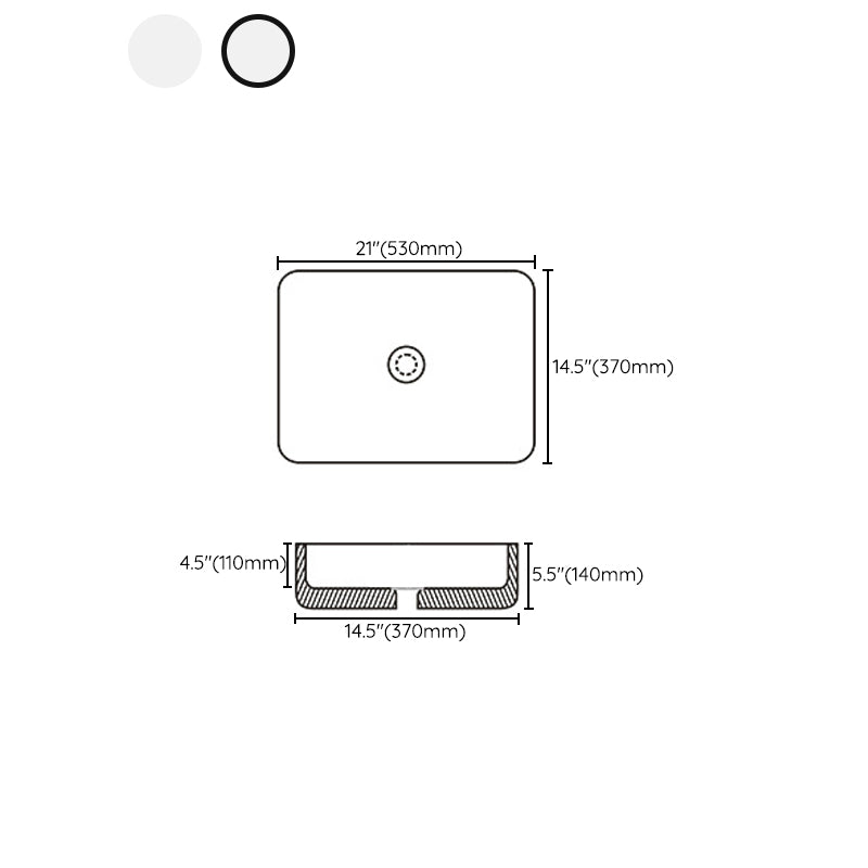 Avtoit | Contemporary sink with pop-up drain porcelain rectangular basin