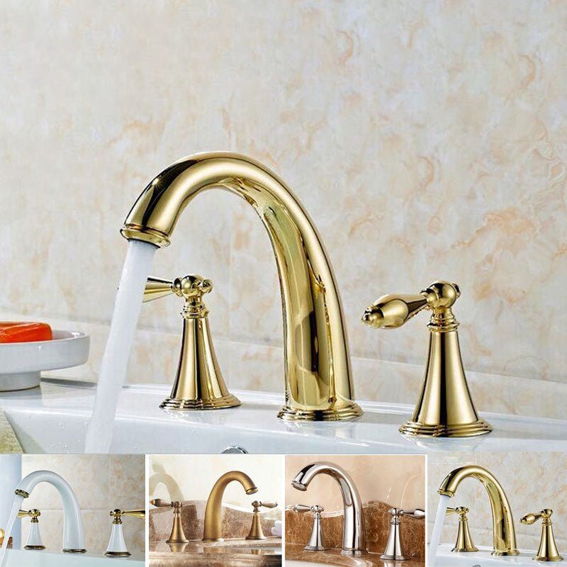 Avtoit | Copper Deck-Mounted Roman Bathtub Faucet Low Arc Roman Bathtub Faucet Set