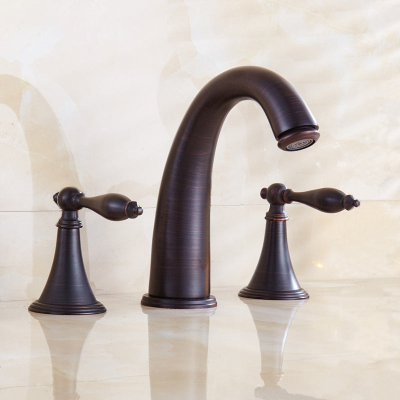 Avtoit | Copper Deck-Mounted Roman Bathtub Faucet Low Arc Roman Bathtub Faucet Set