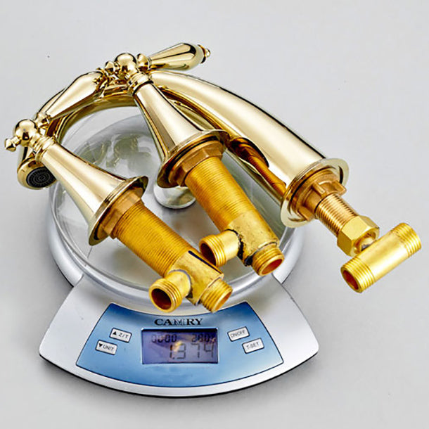 Avtoit | Copper Deck-Mounted Roman Bathtub Faucet Low Arc Roman Bathtub Faucet Set