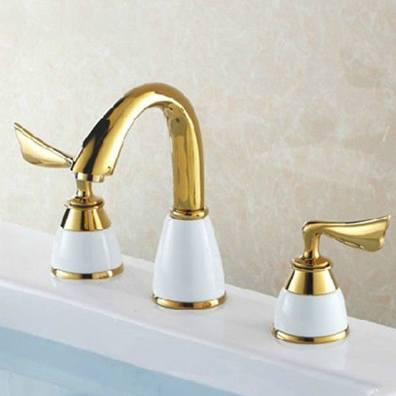 Avtoit | Deck Mounted Roman Tub Faucet Low Arc Bronze Romantic Bathtub Fitting Set