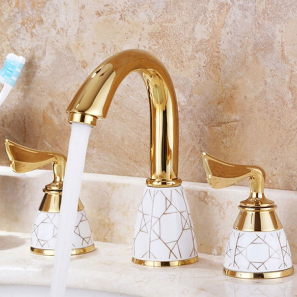 Avtoit | Deck Mounted Roman Tub Faucet Low Arc Bronze Romantic Bathtub Fitting Set