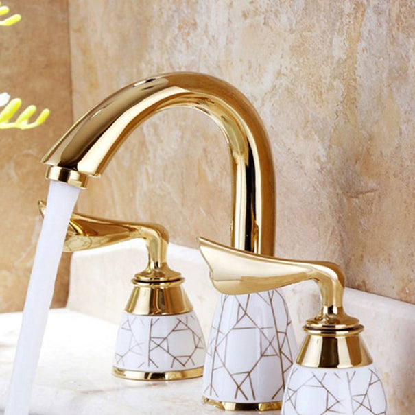 Avtoit | Deck Mounted Roman Tub Faucet Low Arc Bronze Romantic Bathtub Fitting Set
