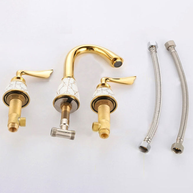 Avtoit | Deck Mounted Roman Tub Faucet Low Arc Bronze Romantic Bathtub Fitting Set