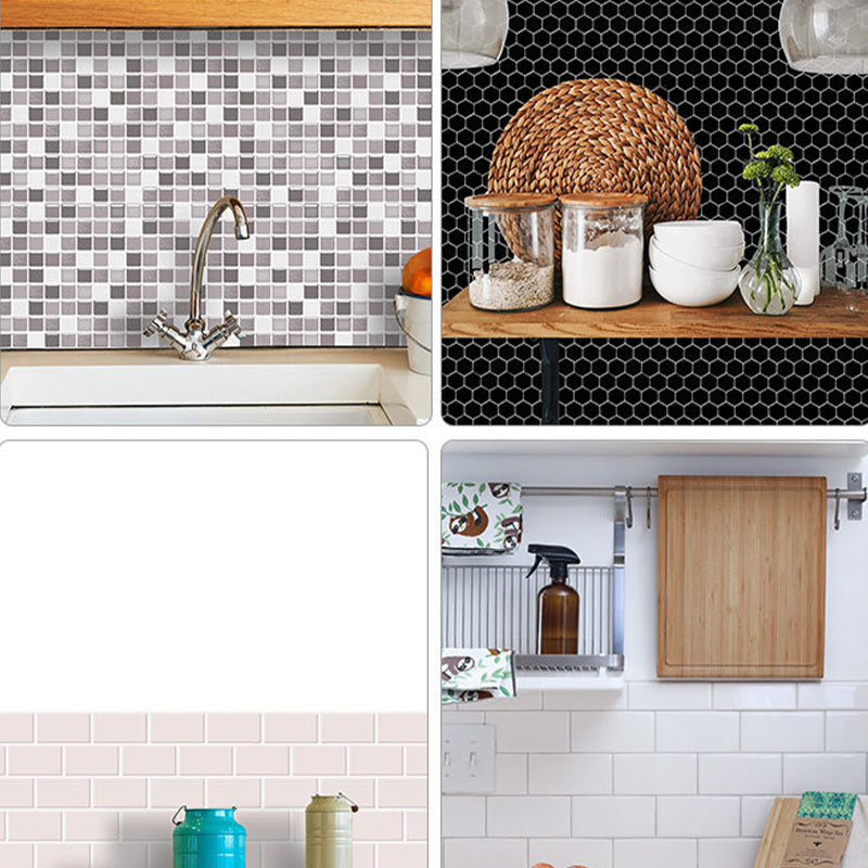 Avtoit | Plastic Peel & Stick Mosaic Tile Waterproof Peel & Stick Mosaic Tile with Square Shape