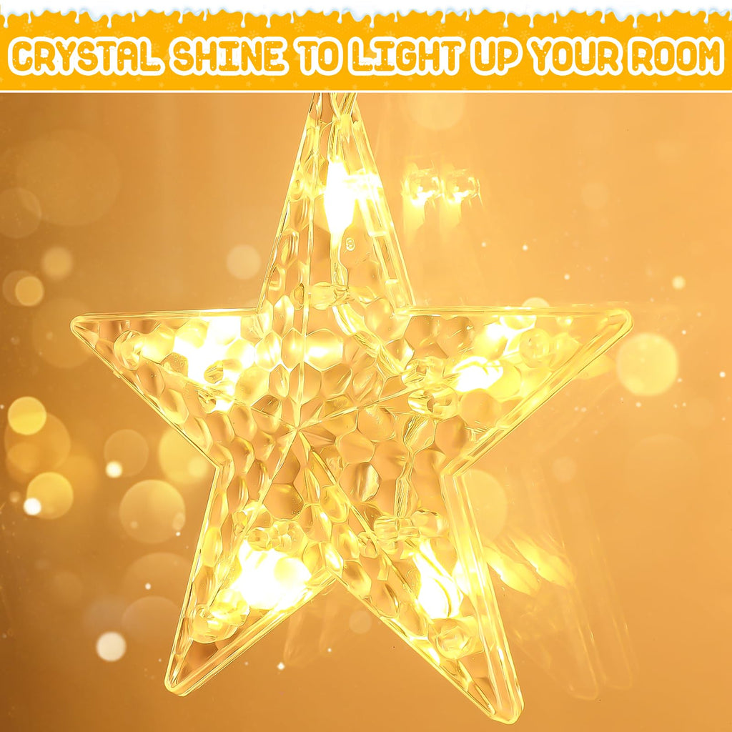 Avtoit | Quntis 2Pcs 95cm Large Christmas Window Lights, 84LED 12 Stars Battery Operated Christmas Silhouette Sparkle Star Lights with Timer Memory, 8 Modes Xmas Indoor Outdoor Hanging Decoration, Warm White