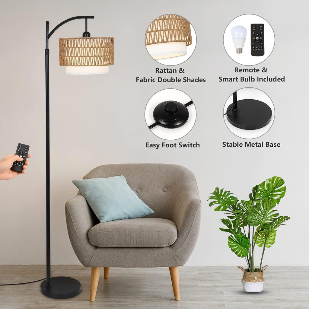 Avtoit | Arc Floor Lamp with Remote Control & Dual Shades – Norvella