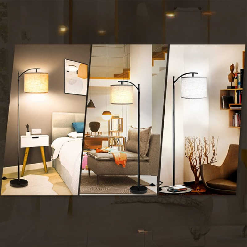 Avtoit | Floor lamp with 3 color temperatures LED bulb, floor lamp high industrial floor lamp reading for bedroom, office, white lampshade included