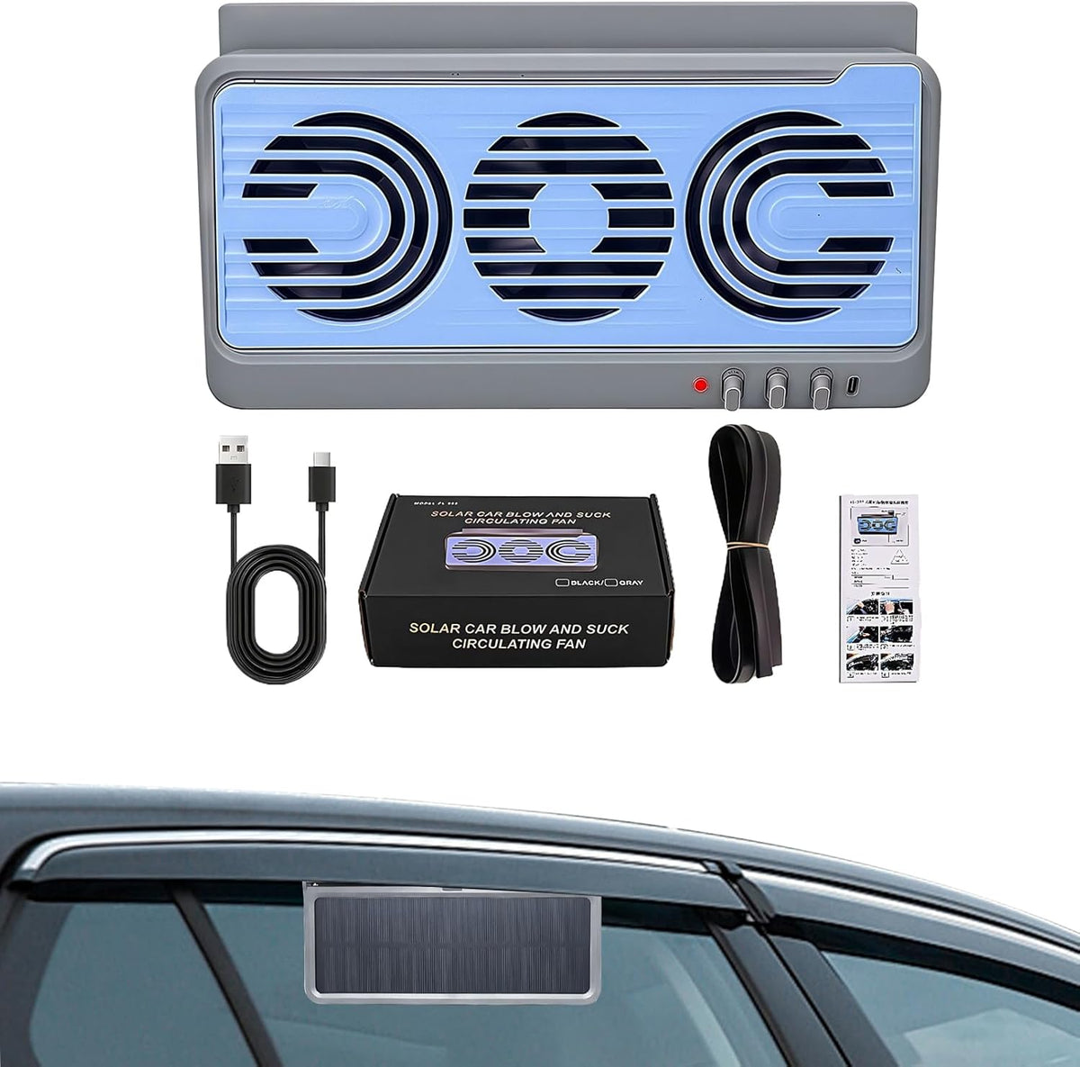 Avtoit | Solar Car Window Fan – Dual Duct Ventilation Exhaust & Cooling Accessory – Aurovent