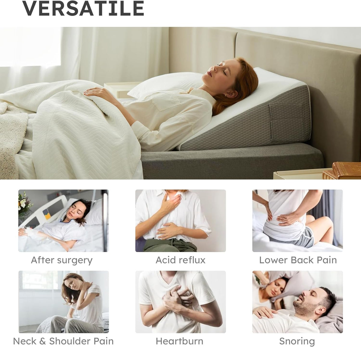 Avtoit | Deluxe Inclined Wedge Support Pillow | Cooling Gel Memory Foam, Removable Cover & Ideal for Back Pain Relief and Acid Reflux