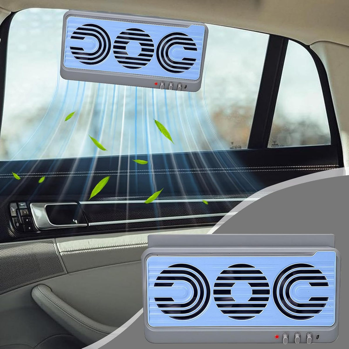 Avtoit | Solar Car Window Fan – Dual Duct Ventilation Exhaust & Cooling Accessory – Aurovent
