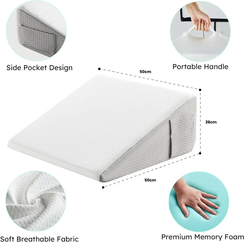 Avtoit | Deluxe Inclined Wedge Support Pillow | Cooling Gel Memory Foam, Removable Cover & Ideal for Back Pain Relief and Acid Reflux