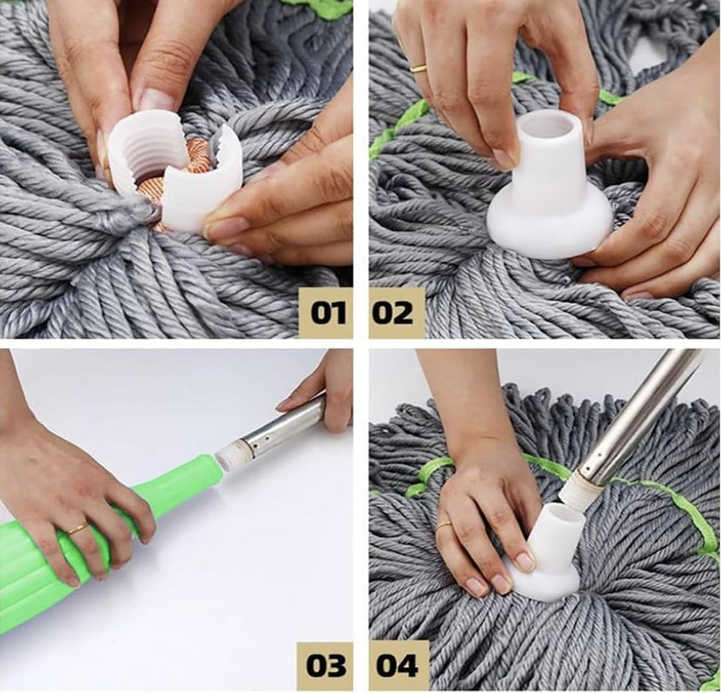 Self-Wringing Mop with Absorbent Microfiber Head and 360-Degree Rotation