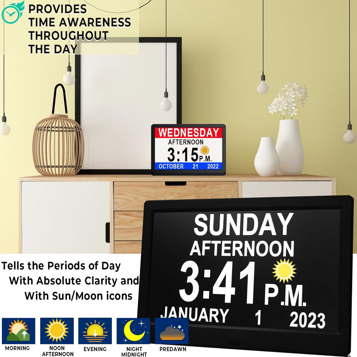 Avtoit | 11.5-Inch Digital Calendar Day Clock with 19 Reminders – Claryon