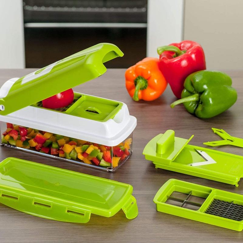 Avtoit | 12-in-1 Multifunctional Vegetable Slicer with Interchangeable Blades and Catching Container