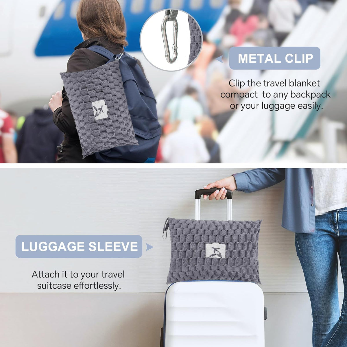 Avtoit | Packable Flannel Travel Blanket with Pillow Bag and Luggage Sleeve – Trevora