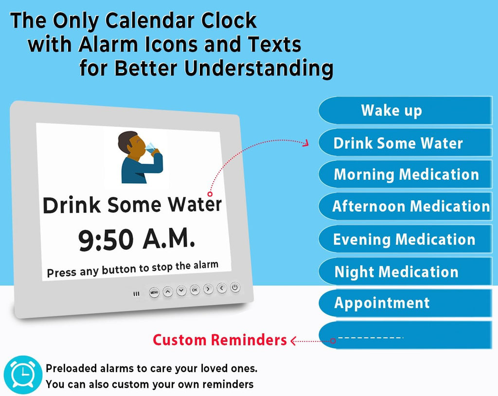 Avtoit | 11.5-Inch Digital Calendar Day Clock with 19 Reminders – Claryon