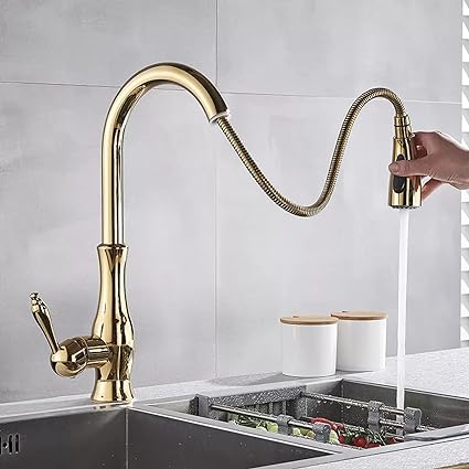Avtoit | Brass Kitchen Faucet Pull Out Mixer Sink Water Tap 360 Rotation Single Handle