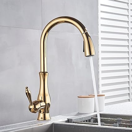 Avtoit | Brass Kitchen Faucet Pull Out Mixer Sink Water Tap 360 Rotation Single Handle
