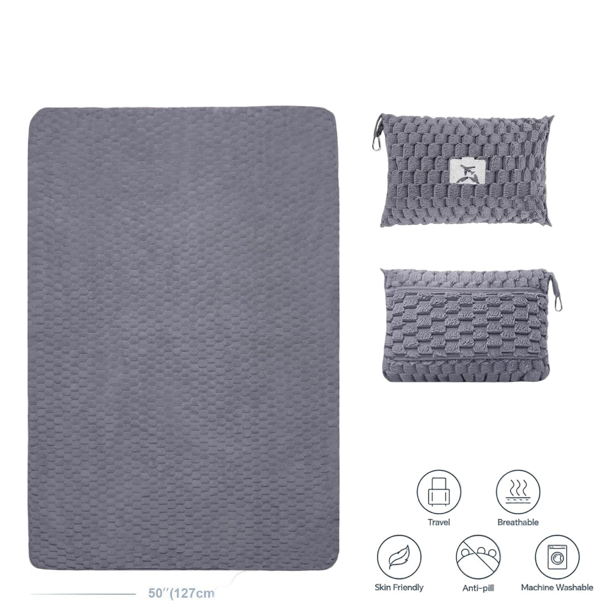 Avtoit | Packable Flannel Travel Blanket with Pillow Bag and Luggage Sleeve – Trevora