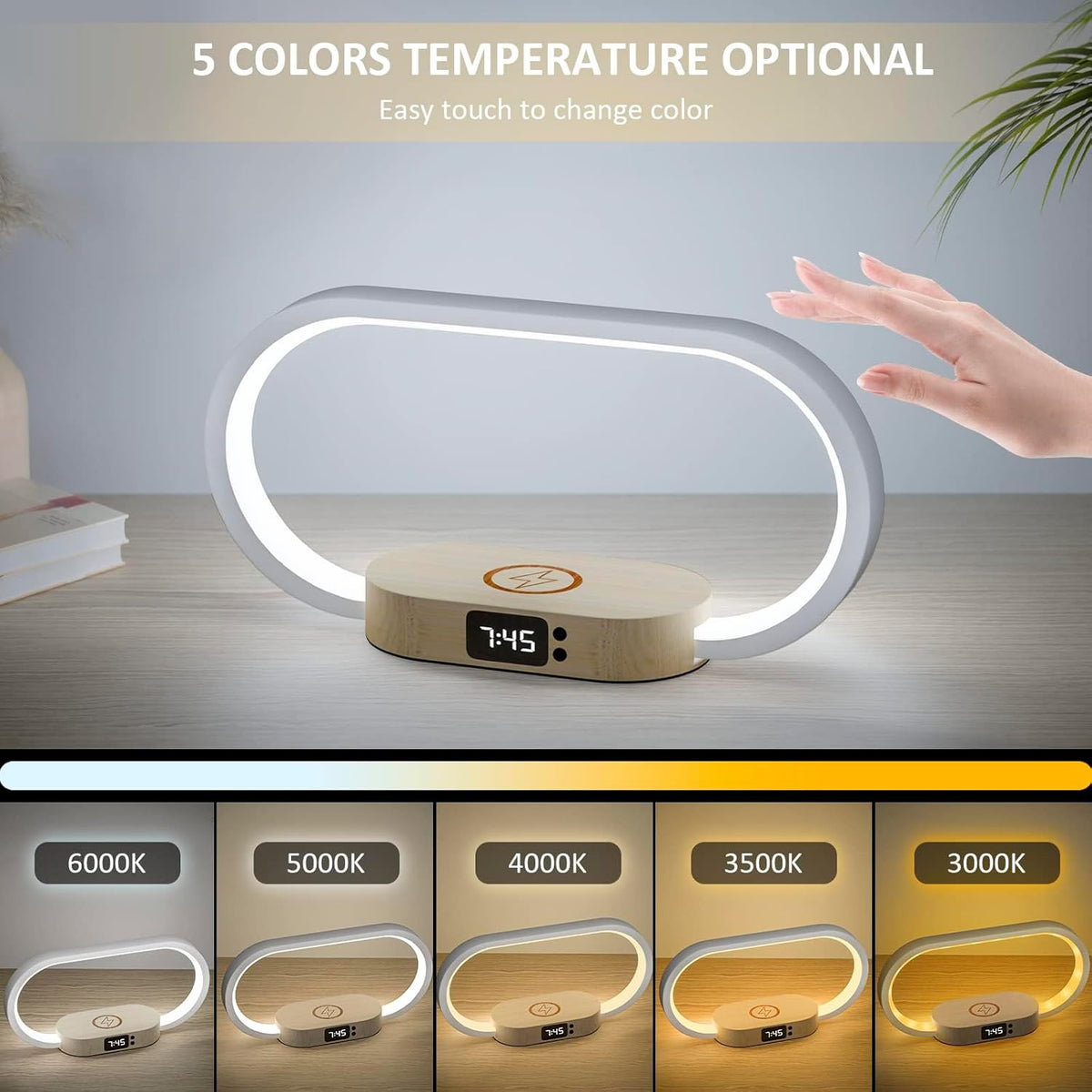 Avtoit | Wireless Charging Bedside Table Lamp with Clock – Lumora