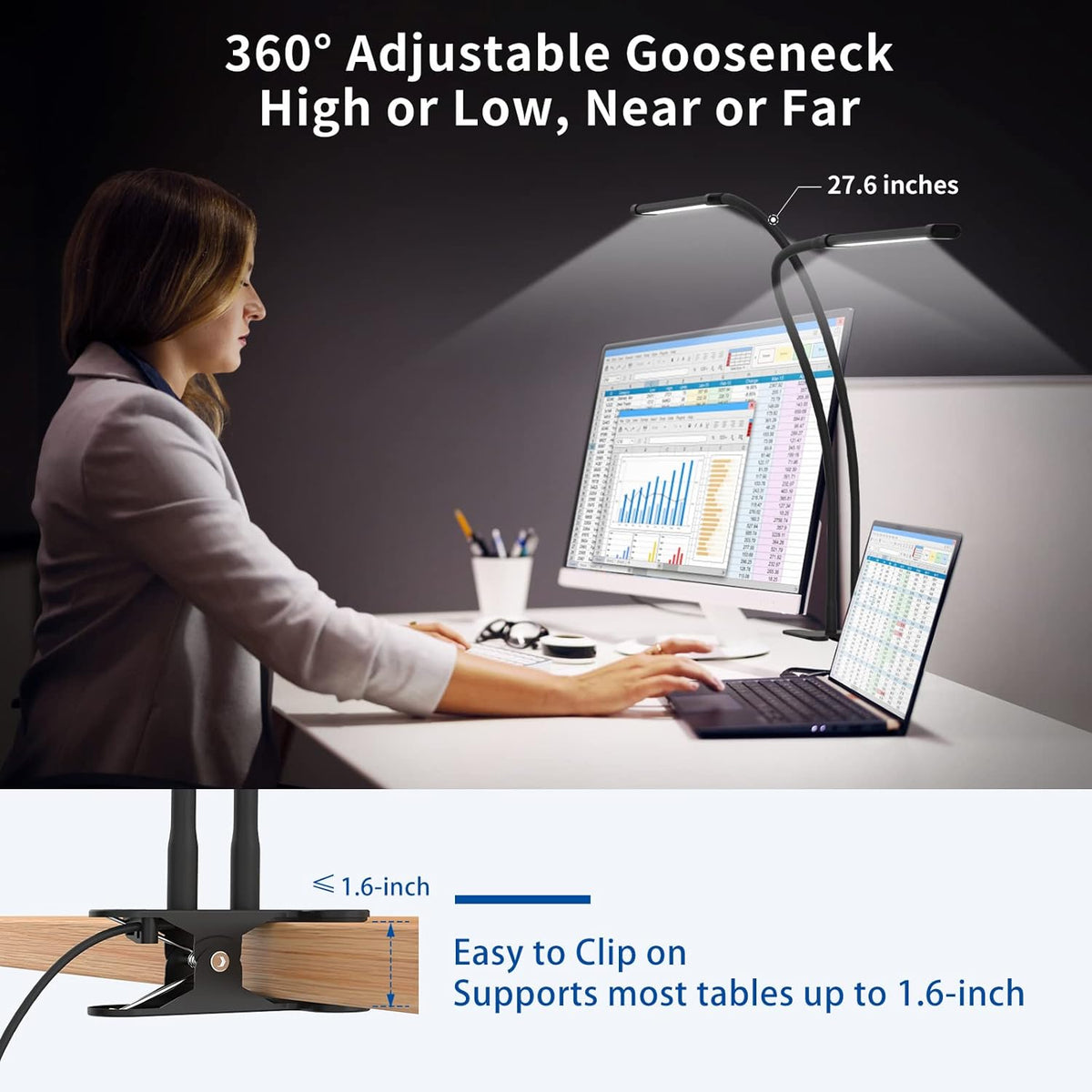 Avtoit | 77 LED Desk Clamp Lamp with 70cm Flexible Gooseneck – Ravien
