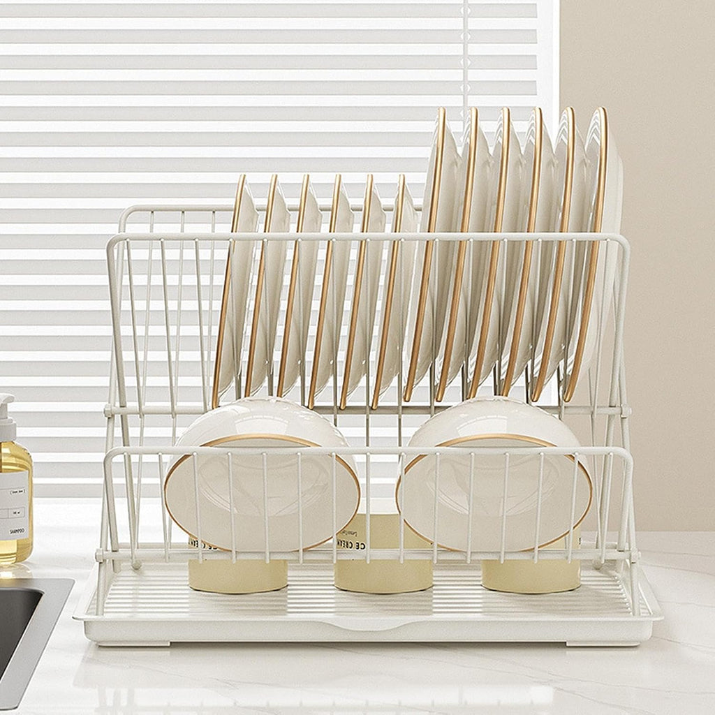 Avtoit | Folding Dish Drying Rack – 2-Tier Countertop Drainer with Detachable Tray – Kelvra
