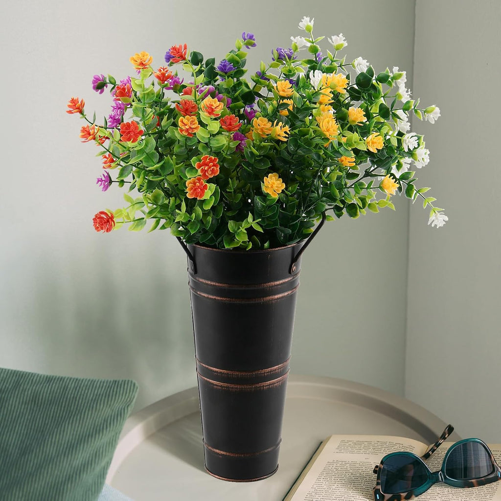 Avtoit | Retro Iron Flower Bucket with Handles – Decorative Metal Flower Pot for Home