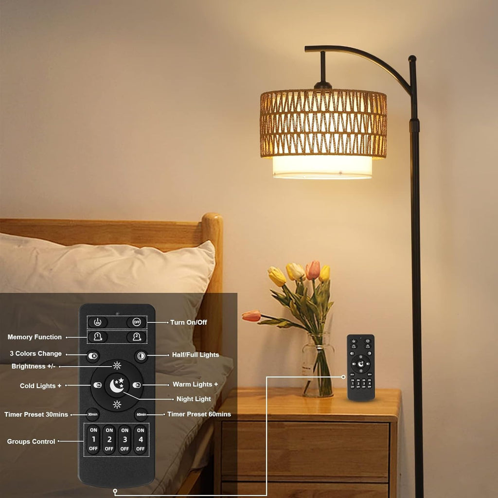 Avtoit | Arc Floor Lamp with Remote Control & Dual Shades – Norvella