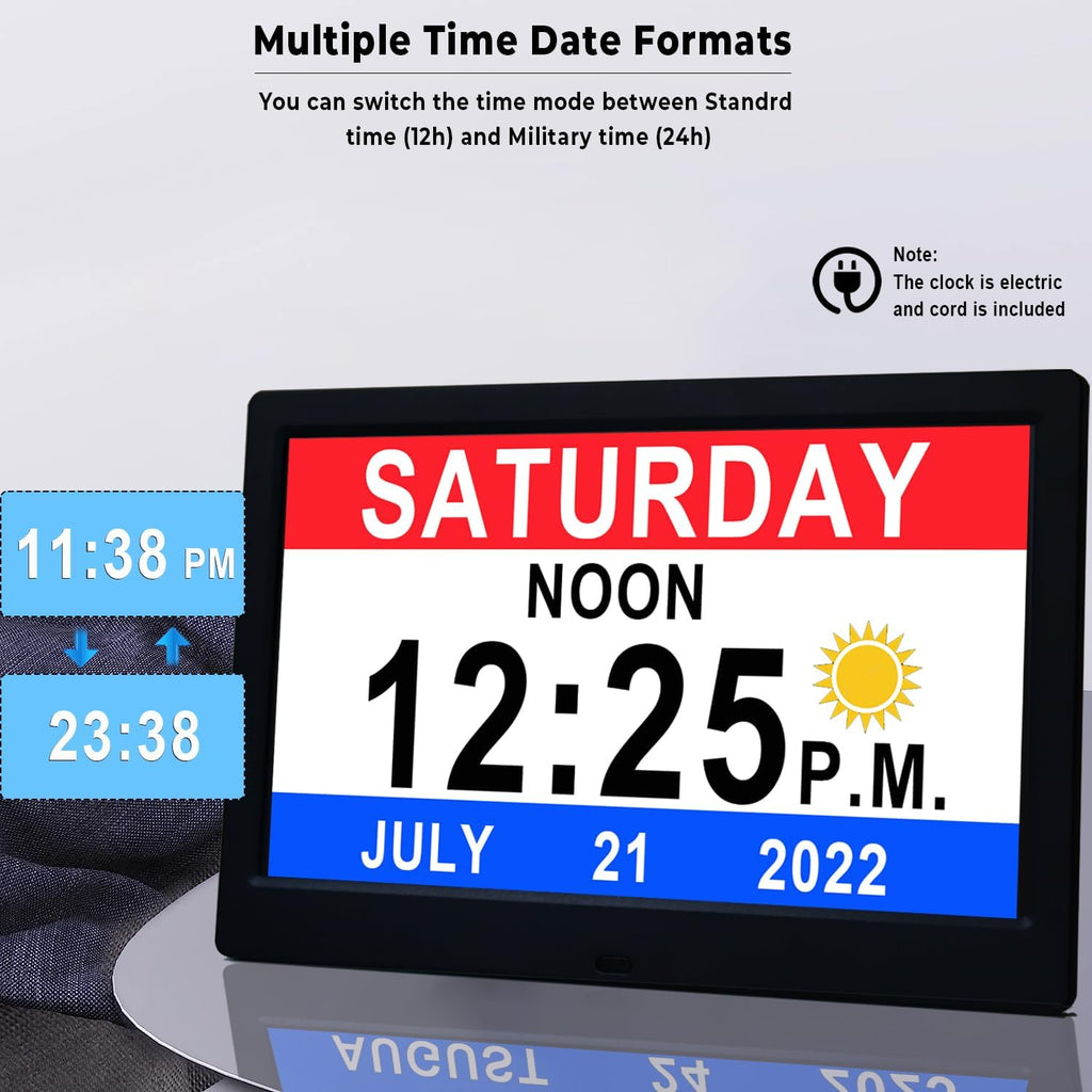 Avtoit | 11.5-Inch Digital Calendar Day Clock with 19 Reminders – Claryon