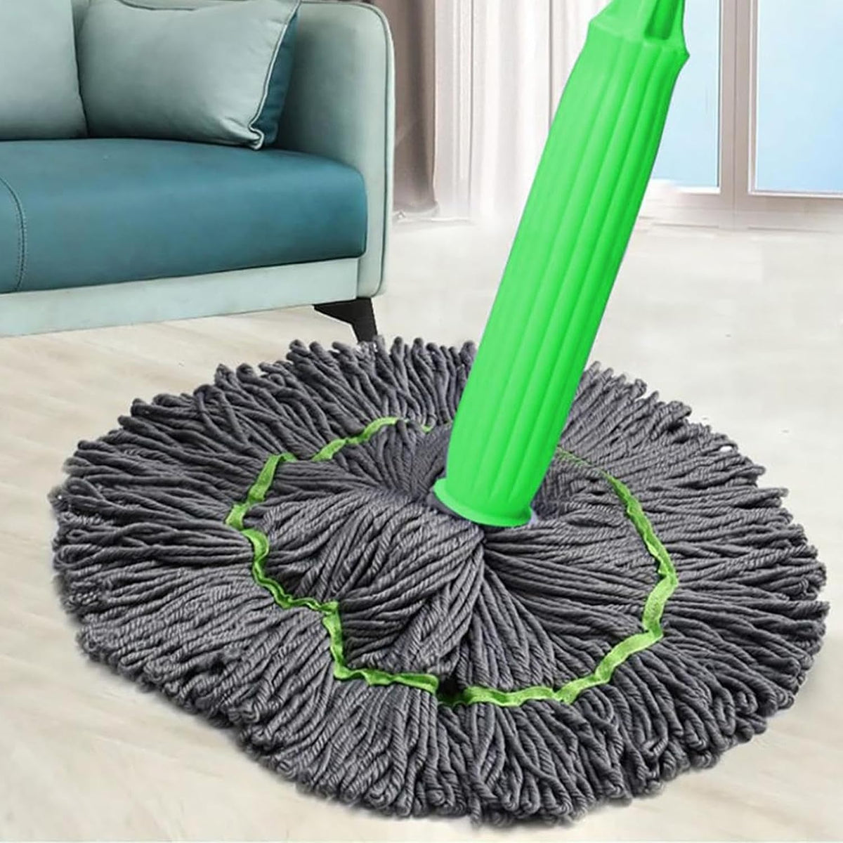 Self-Wringing Mop with Absorbent Microfiber Head and 360-Degree Rotation