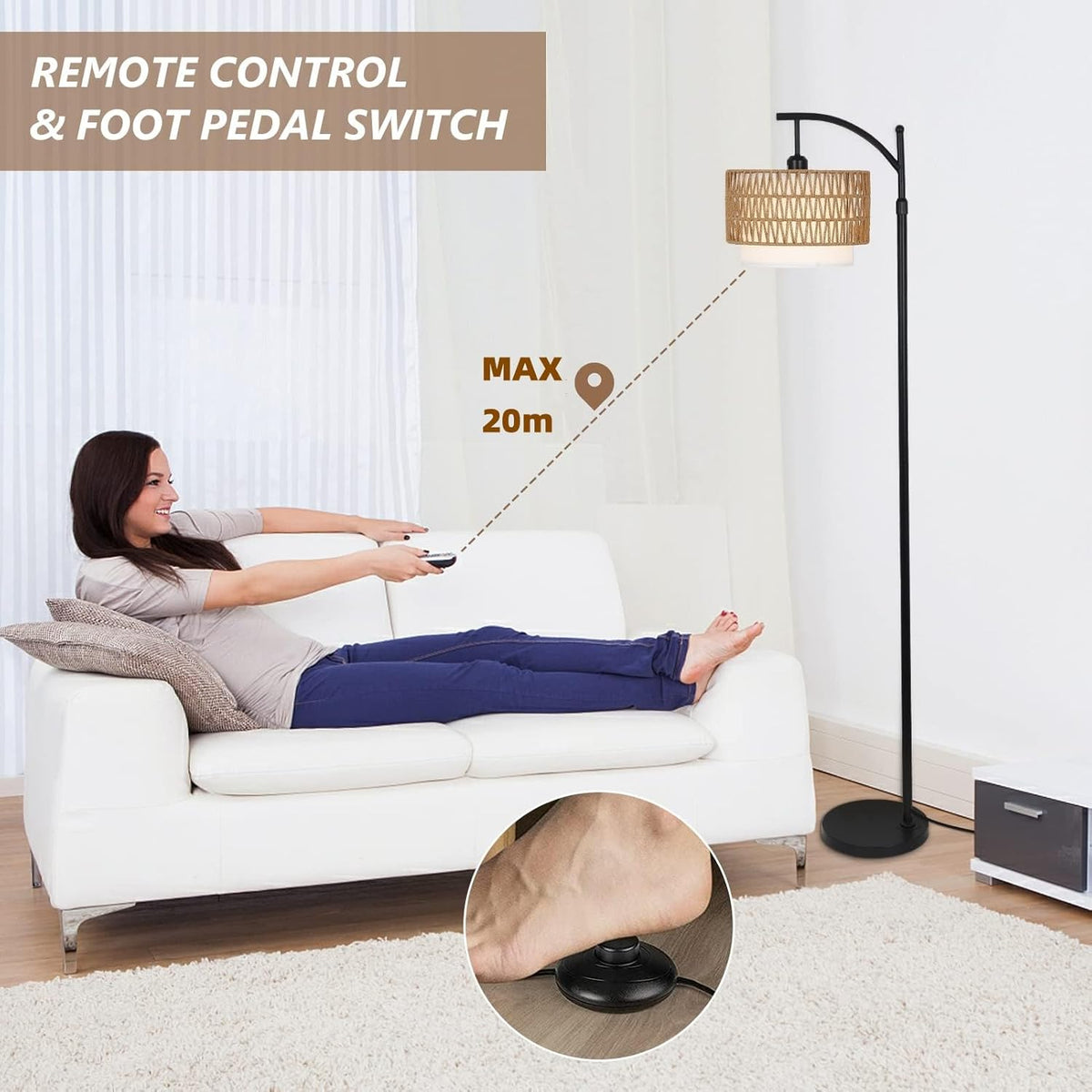 Avtoit | Arc Floor Lamp with Remote Control & Dual Shades – Norvella