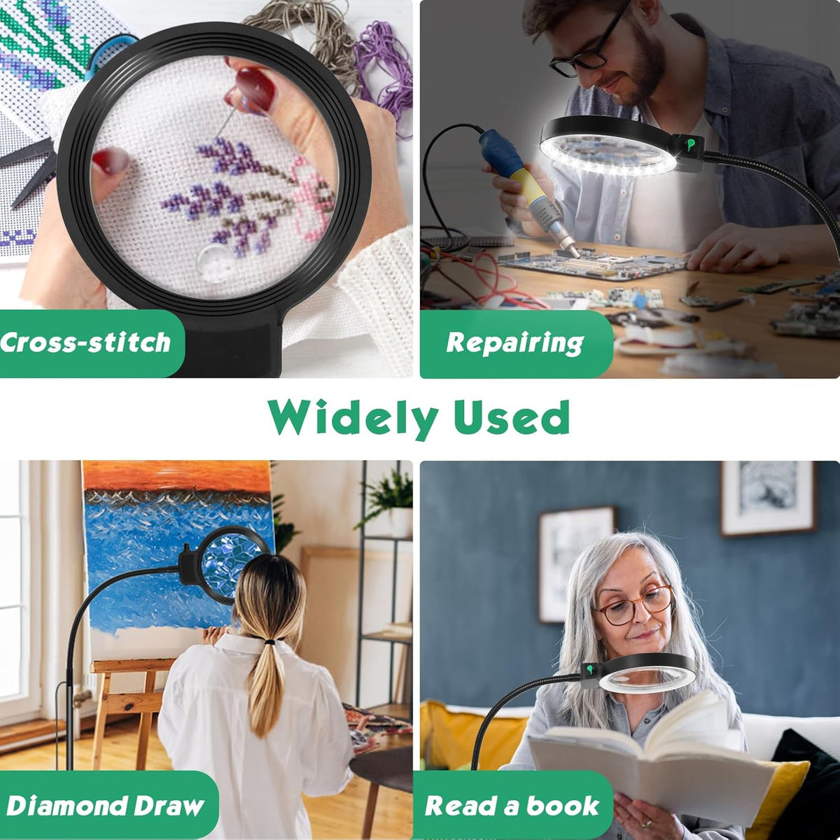 Avtoit | Full-Page Magnifying Glass with LED Light – Hands-Free Reading Aid for Books, Crafts & Hobbies