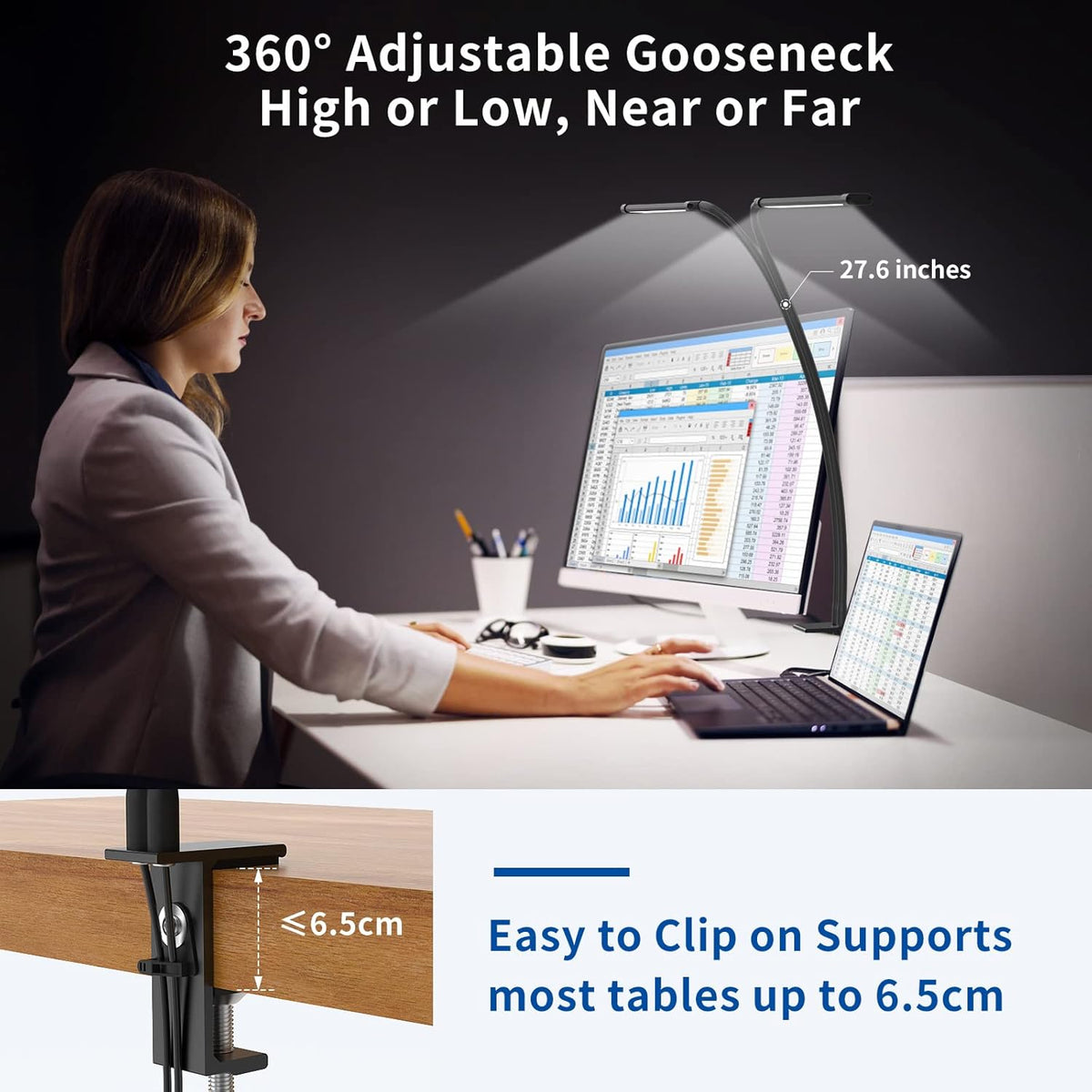 Avtoit | 77 LED Desk Clamp Lamp with 70cm Flexible Gooseneck – Ravien