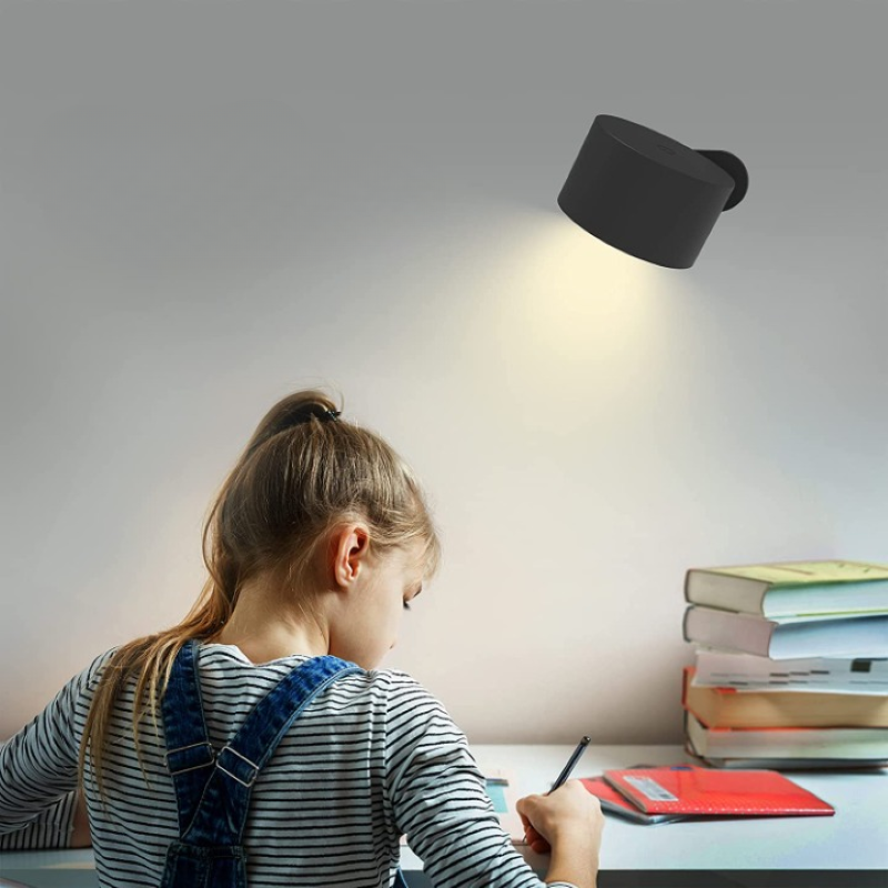 Avtoit | LED Wall Lights, Wall-mounted Lamps with Rechargeable Battery, 3 Color Temperatures & 3 Brightness Levels, 360° Rotatable Magnetic Ball, Wireless Wall Lights for Study, Reading, Nightstand