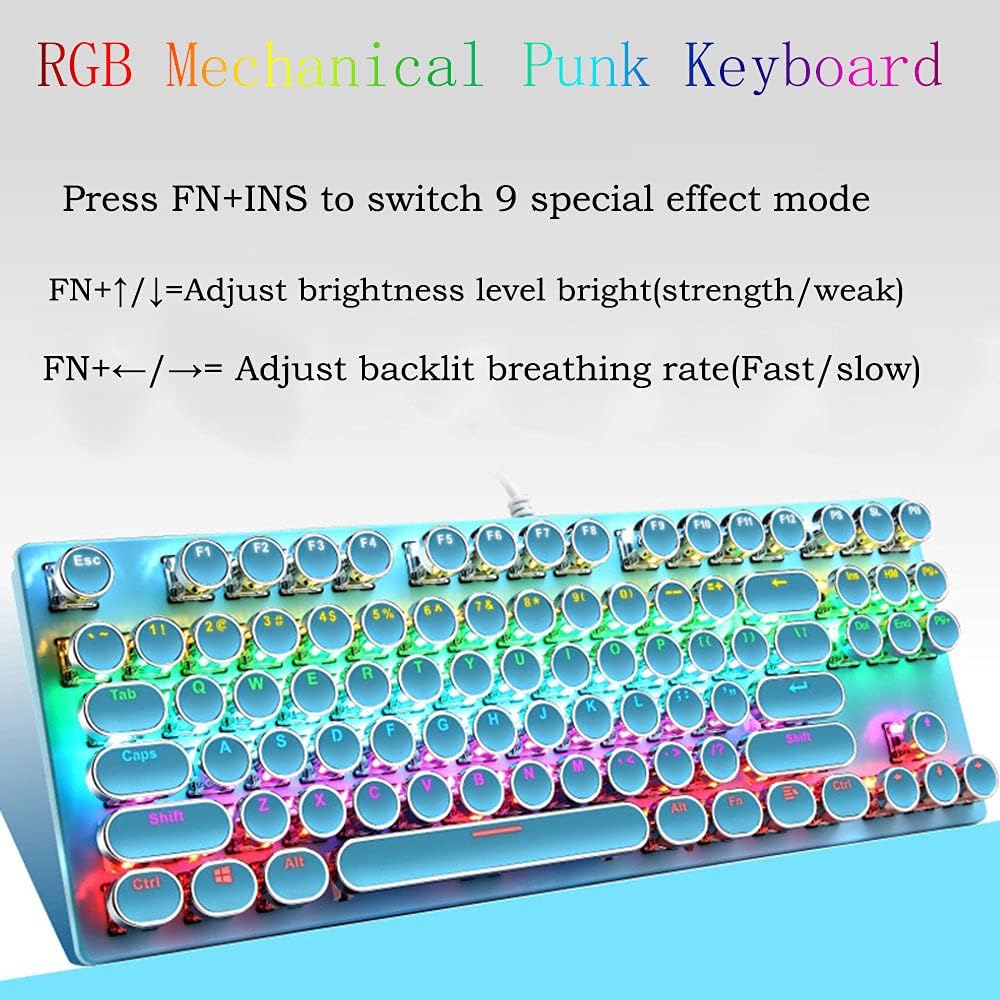 Avtoit | 87-Key Mechanical Gaming Keyboard RGB Backlit Blue Switch