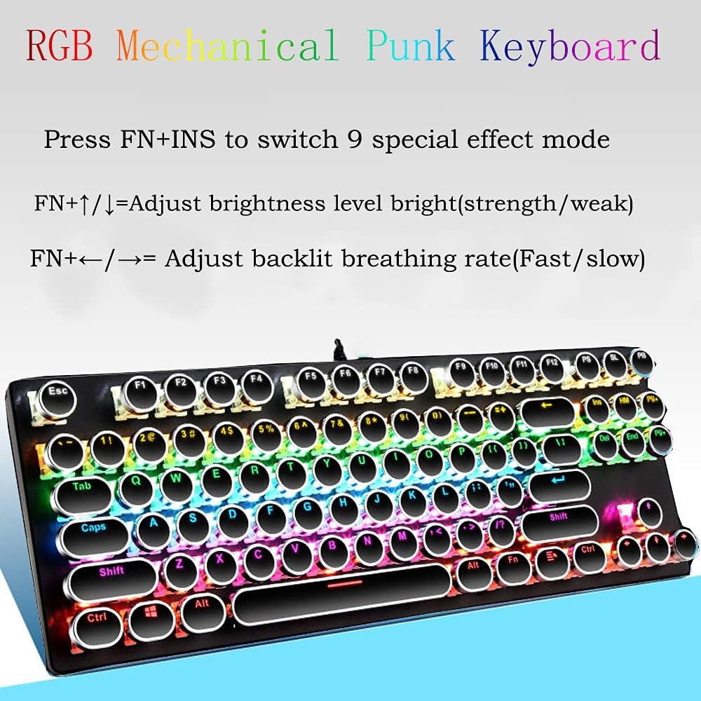 Avtoit | 87-Key Mechanical Gaming Keyboard RGB Backlit Blue Switch
