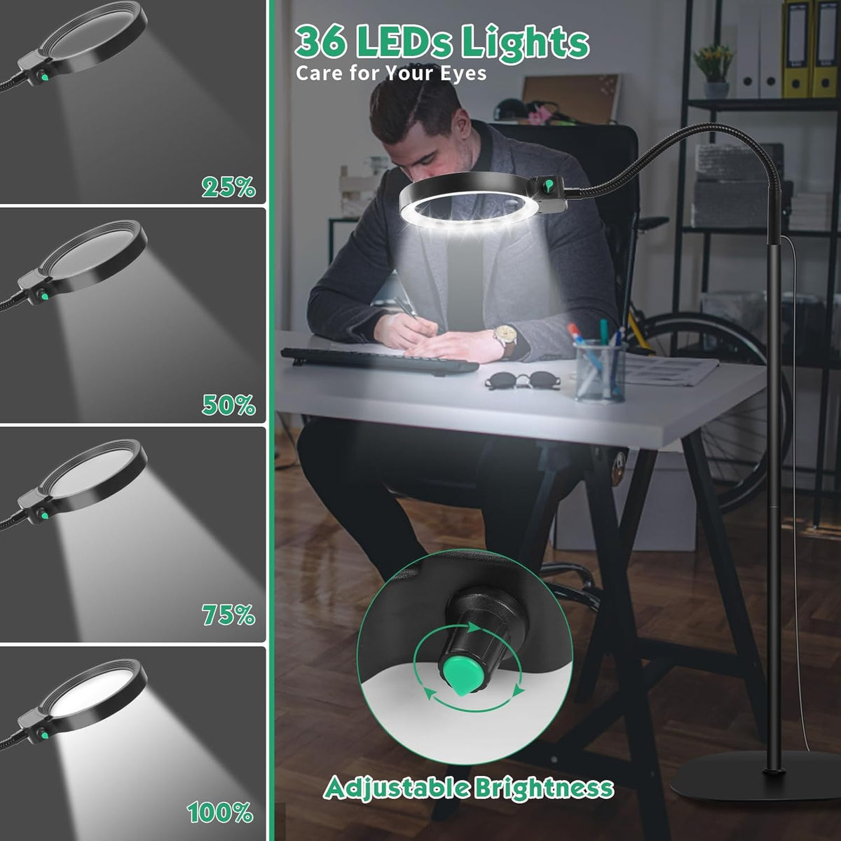 Avtoit | Full-Page Magnifying Glass with LED Light – Hands-Free Reading Aid for Books, Crafts & Hobbies