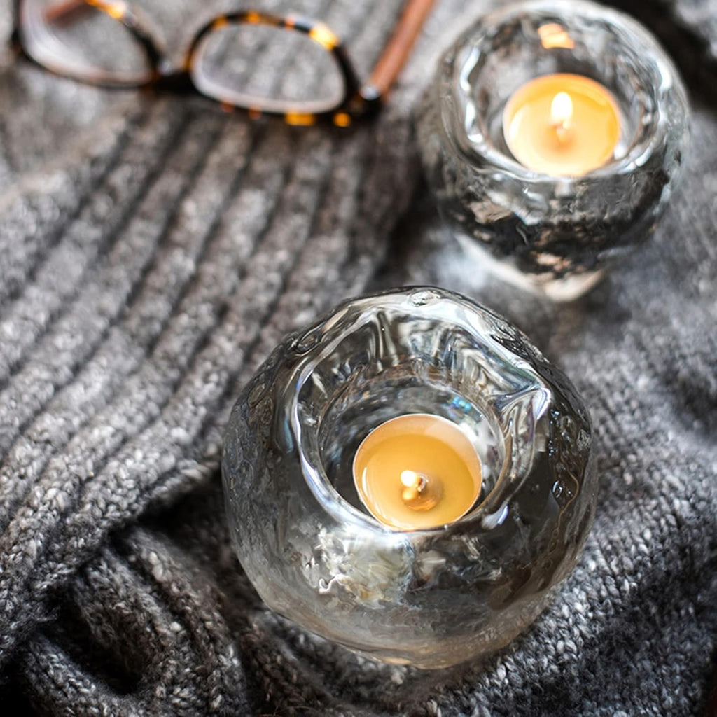 Avtoit | Glass Tealight Holder – Decorative Candle Holder made of Clear Glass for Cozy Lighting