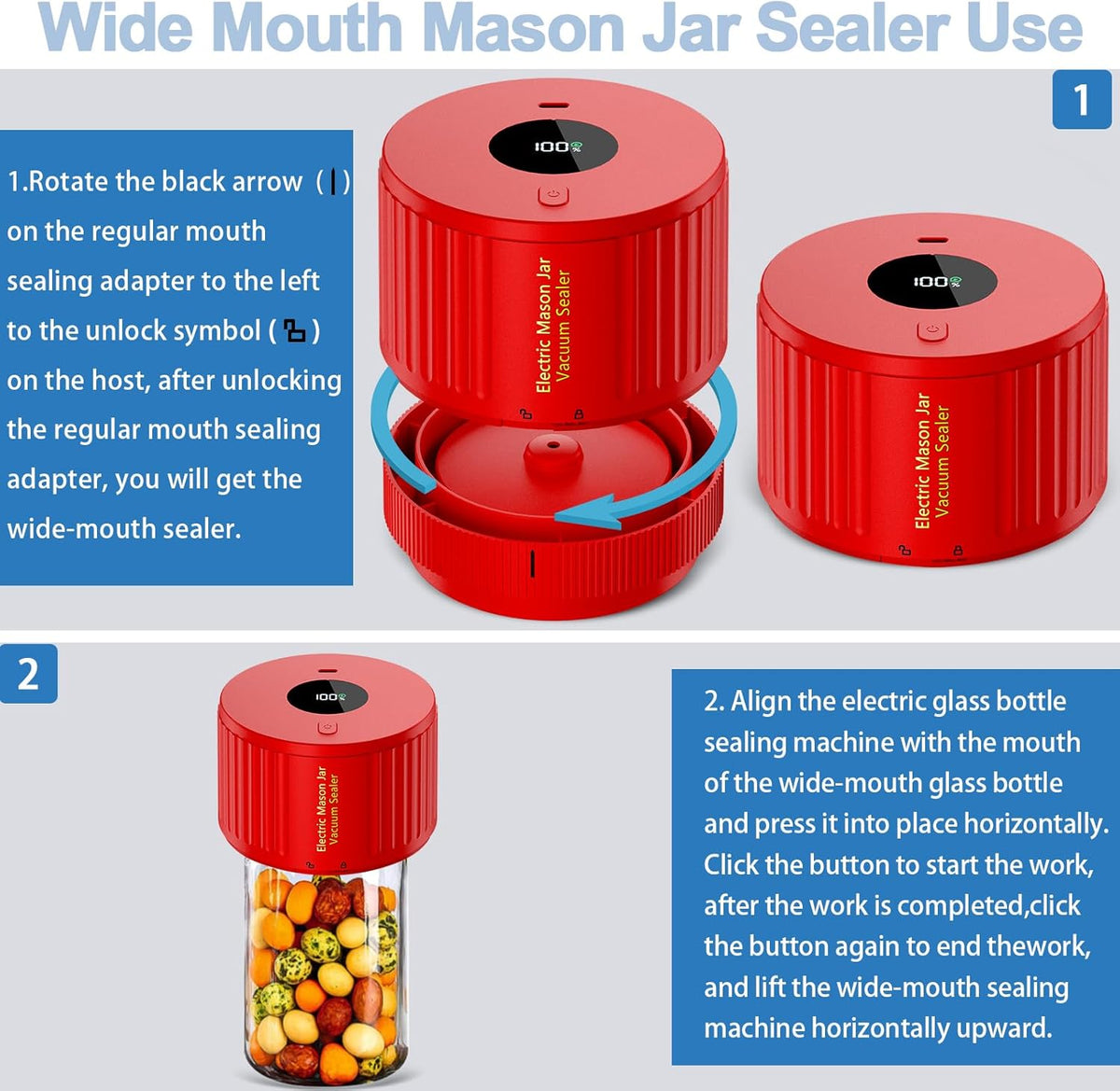 Avtoit | Electric Mason Jar Vacuum Sealer Set - Preserve Freshness Quickly!