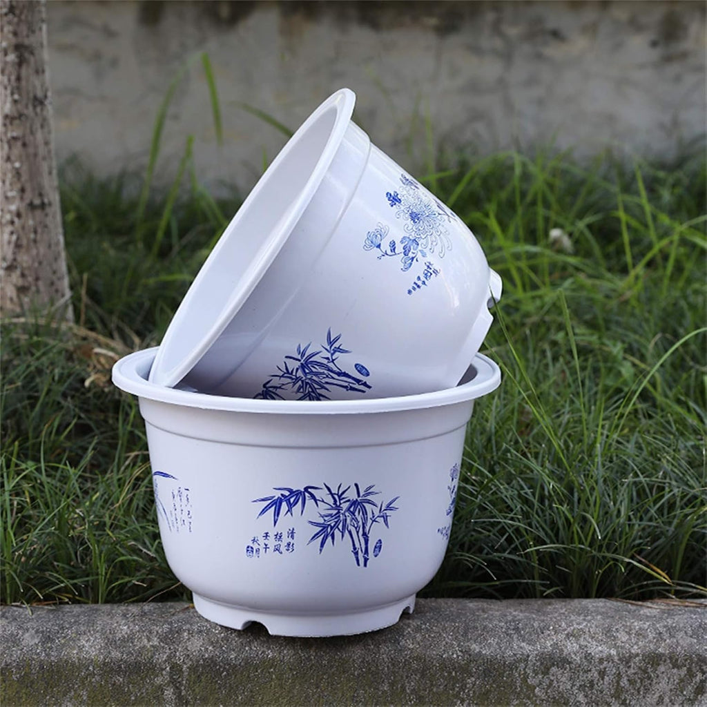 Avtoit | Plastic flower pot with bamboo motif – Elegant planter for balcony and garden