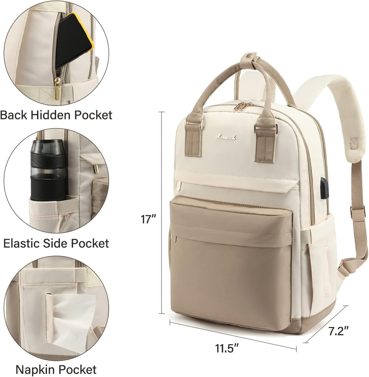 Avtoit | Women’s Waterproof Laptop Backpack with USB Charging – Stylish 17-Inch Work, School & Travel Bag